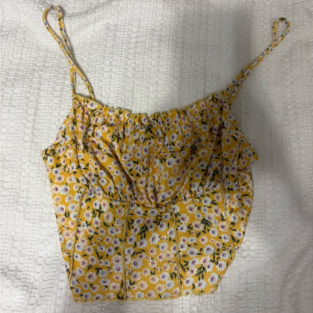 Yellow floral shein tank top